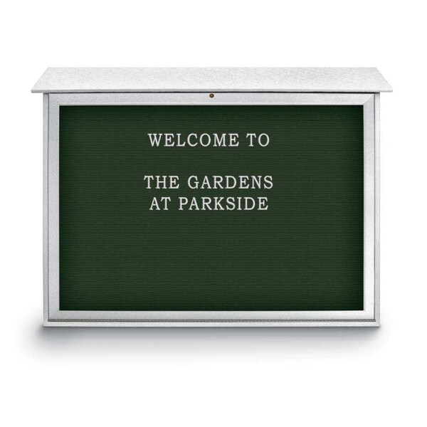 Indoor Enclosed Combo Board, 42"x32", Satin Frame/Grey & Burgundy